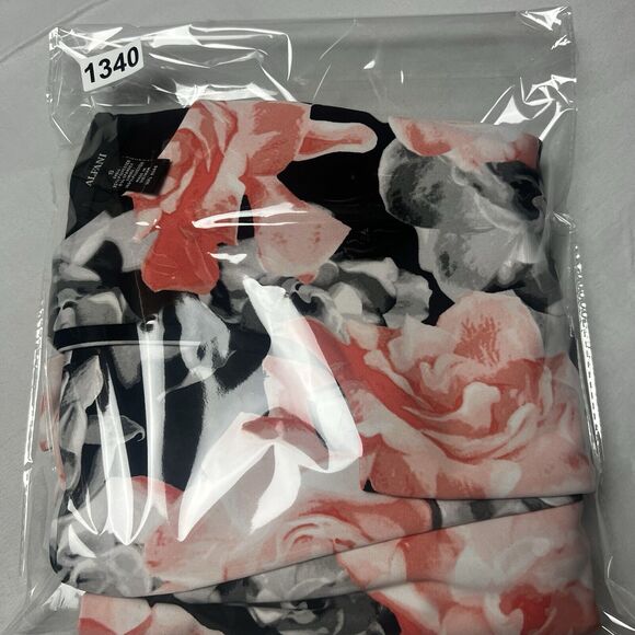 Alfani Floral Sleeveless Dress Women Size S Fit & Flare Peach Black Empire Waist - Picture 8 of 9